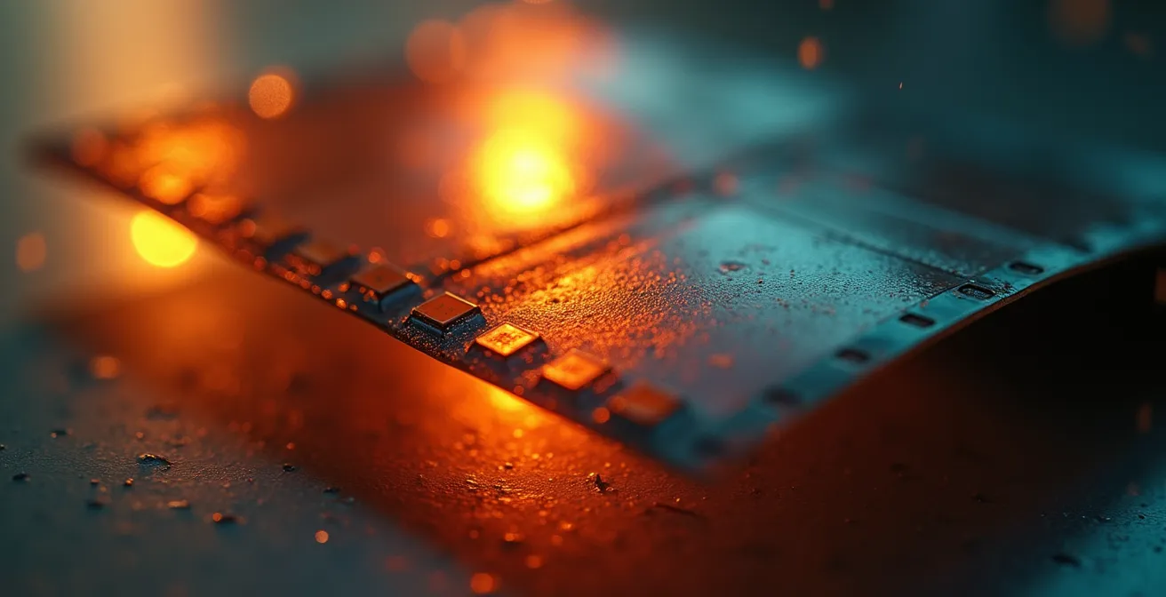 Gros plan sur un cadre cinématographique distinctif avec composition géométrique